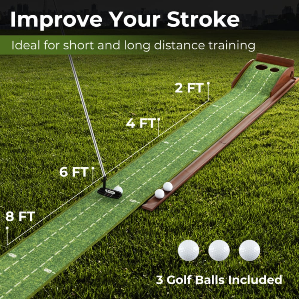 Golf Putting Mat Practice Training Aid With Auto Ball Return And 2/3 Hole Sizes_voghion.com